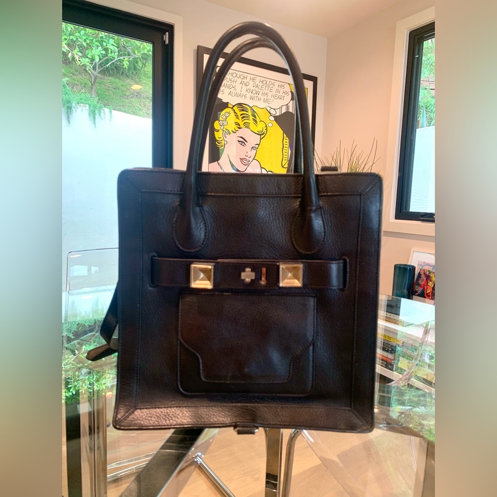 DESIGNER PROENZA SCHOULER Black Leather Stud Detail Bag